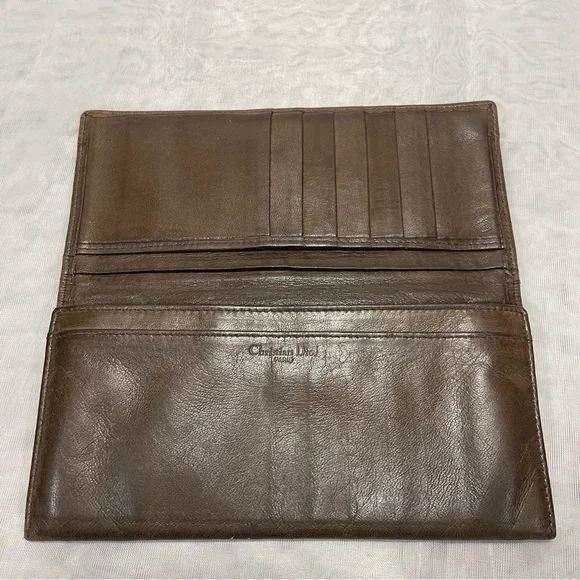 Vintage Dior Brown Leather Wallet with Dior Signature Logo - Picture 4 of 10